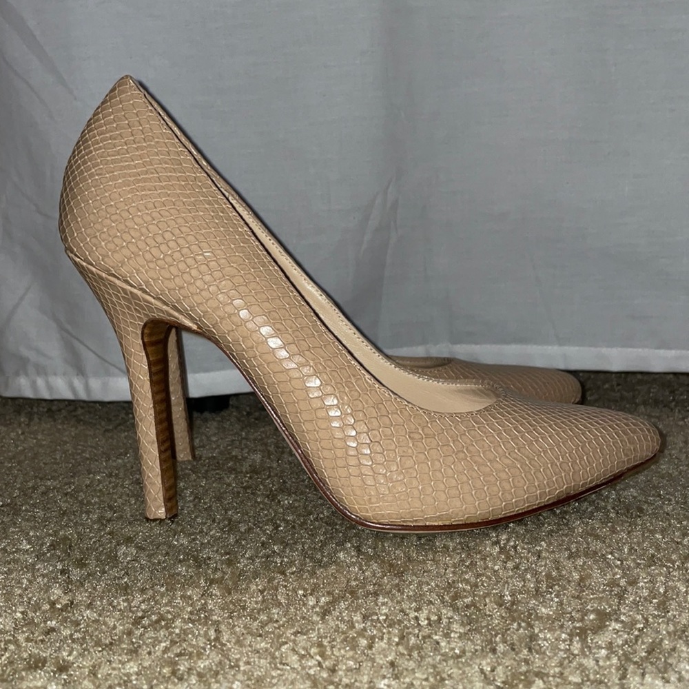 Nude Cole Haan snakeskin pumps
